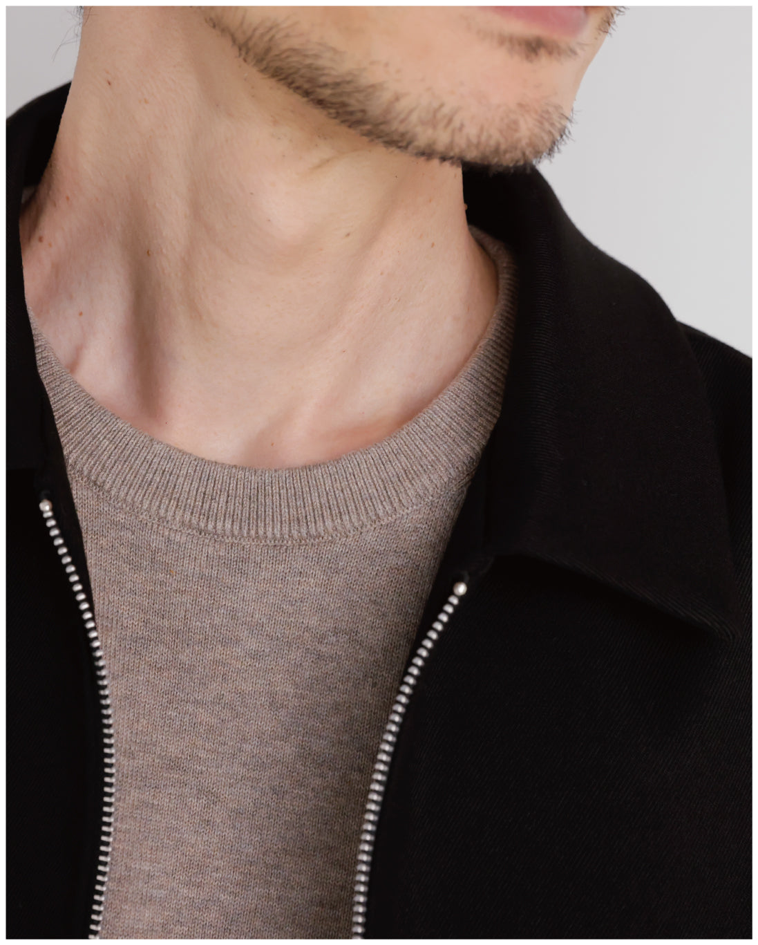 14G Cashmere Mix Crewneck Knit -greige-