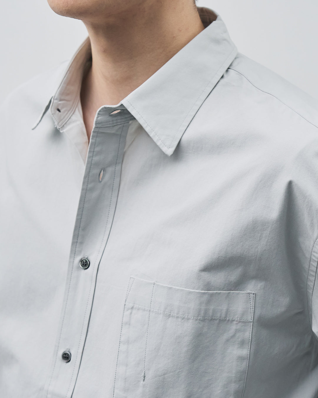Cotton Broadcloth Regular Collar L/S Shirts -light gray-
