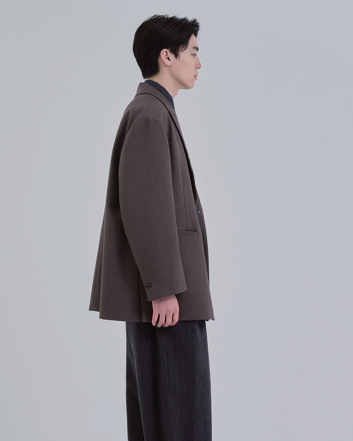 Wool Touch Tailored Jacket -brown-
