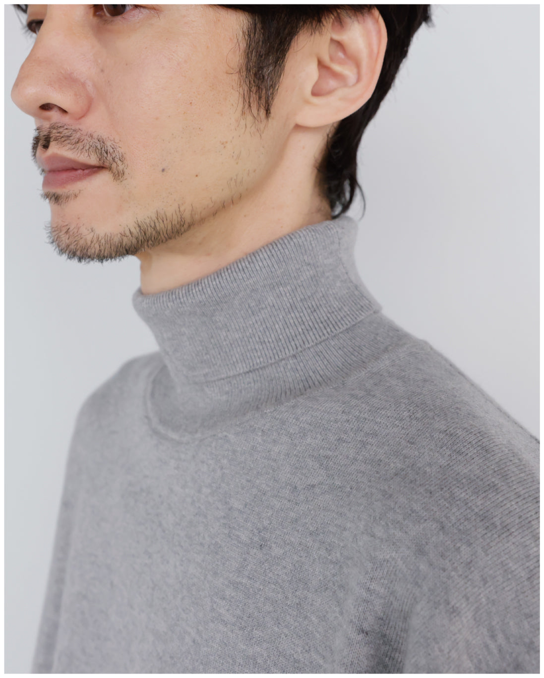 14G Cashmere Mix Highneck Knit -light gray-