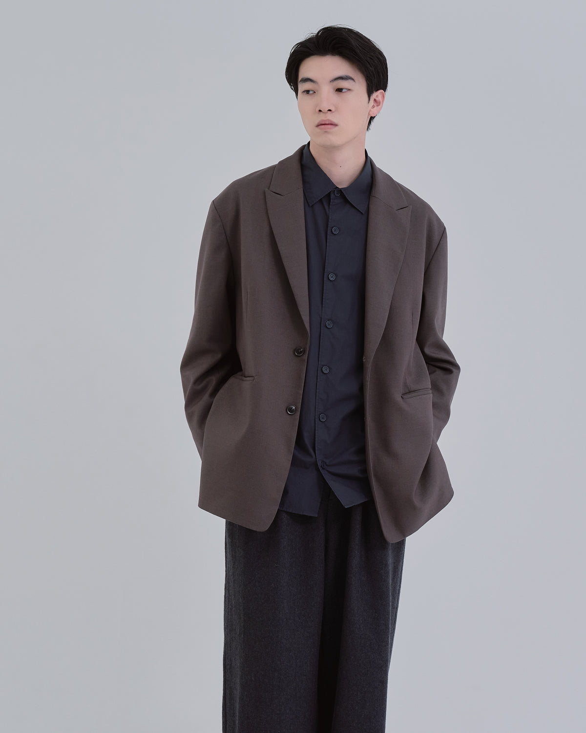 Wool Touch Tailored Jacket -brown-