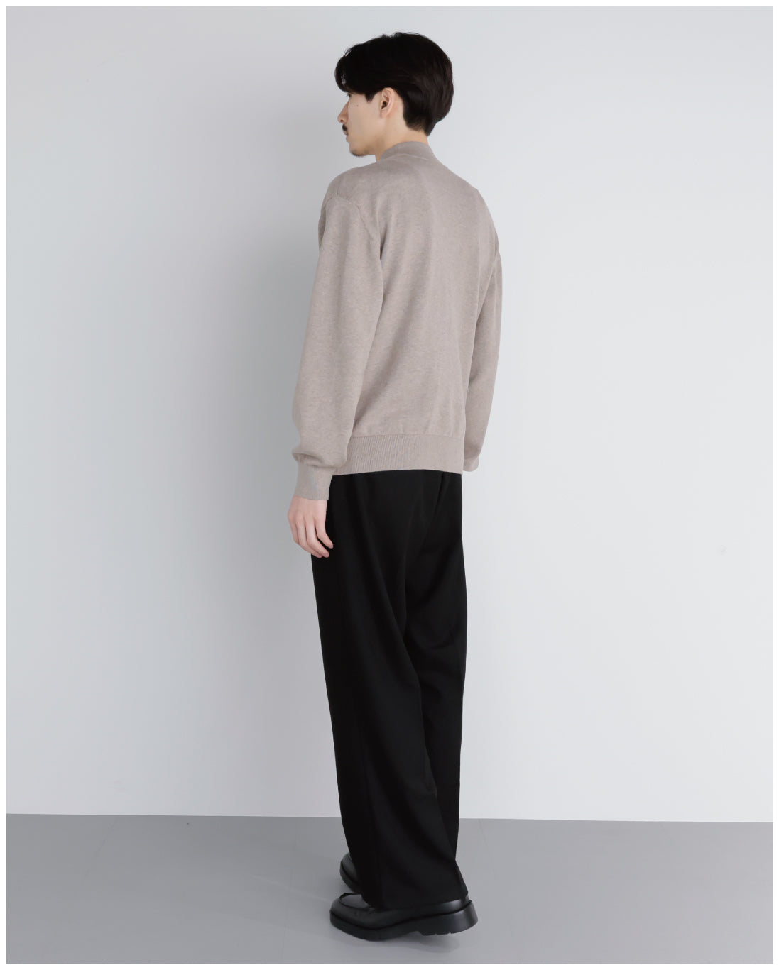 14G Cashmere Mix Mockneck Knit -greige-