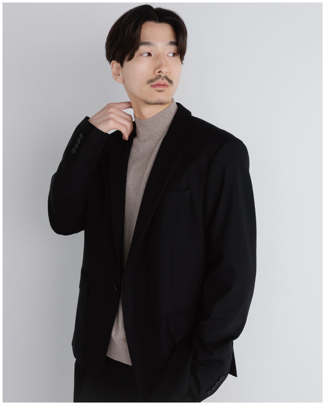 14G Cashmere Mix Mockneck Knit -greige-