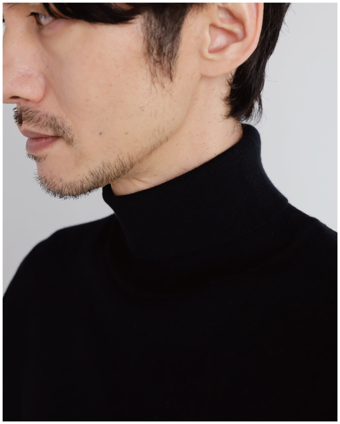 14G Cashmere Mix Highneck Knit -black-