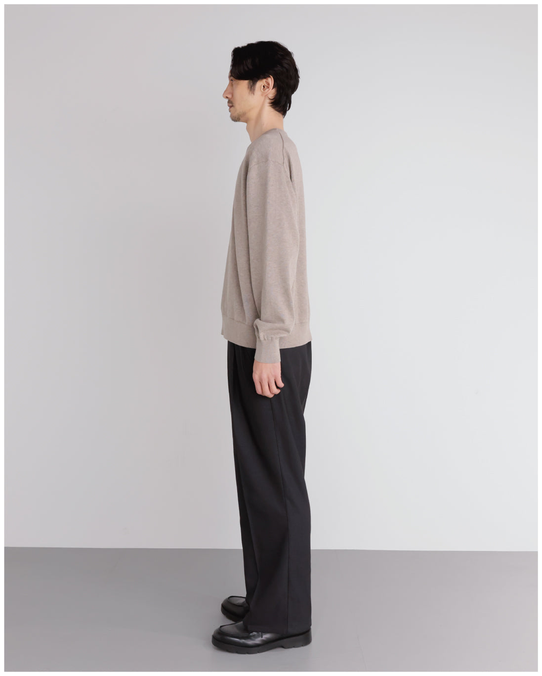 14G Cashmere Mix Crewneck Knit -greige-