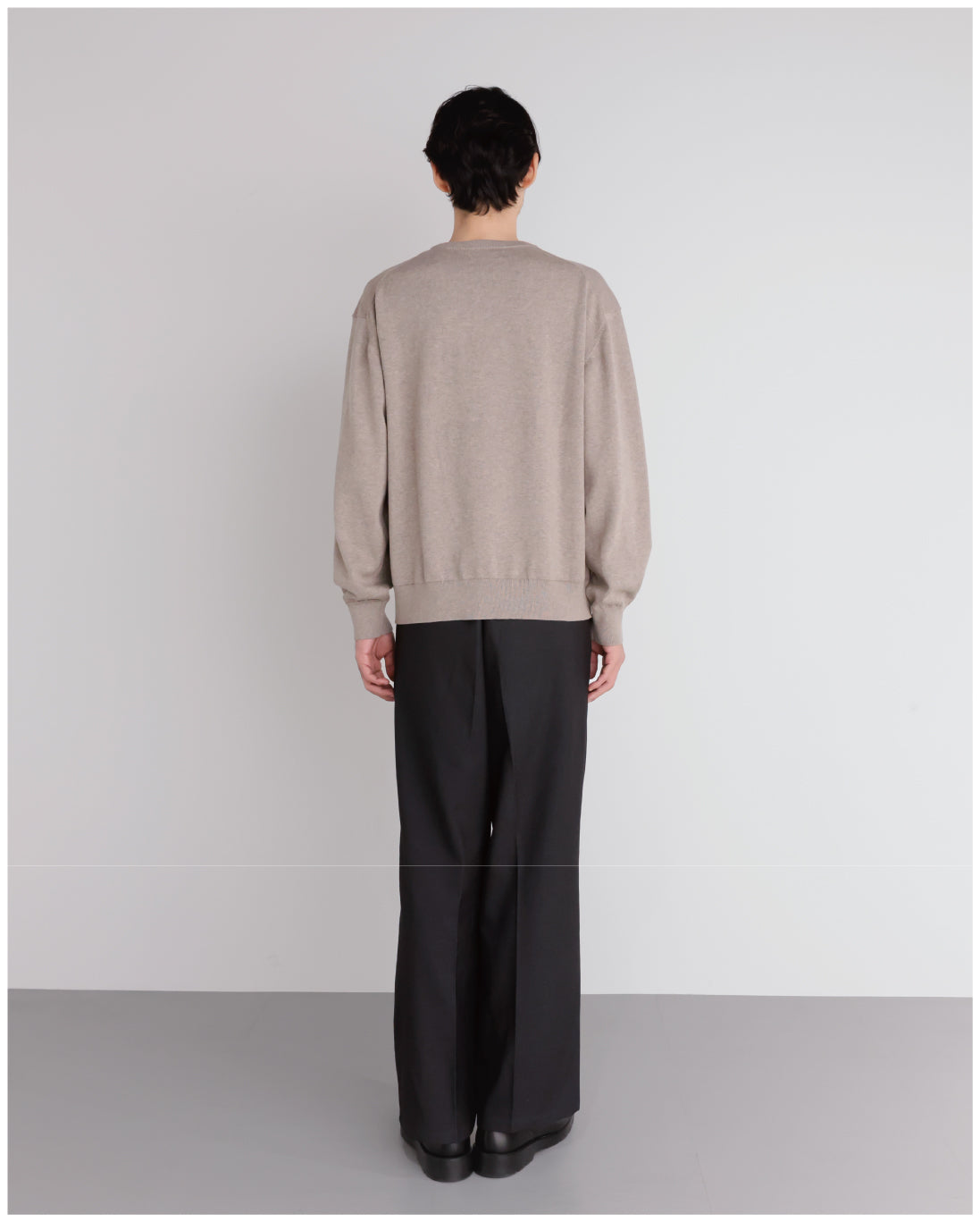 14G Cashmere Mix Crewneck Knit -greige-