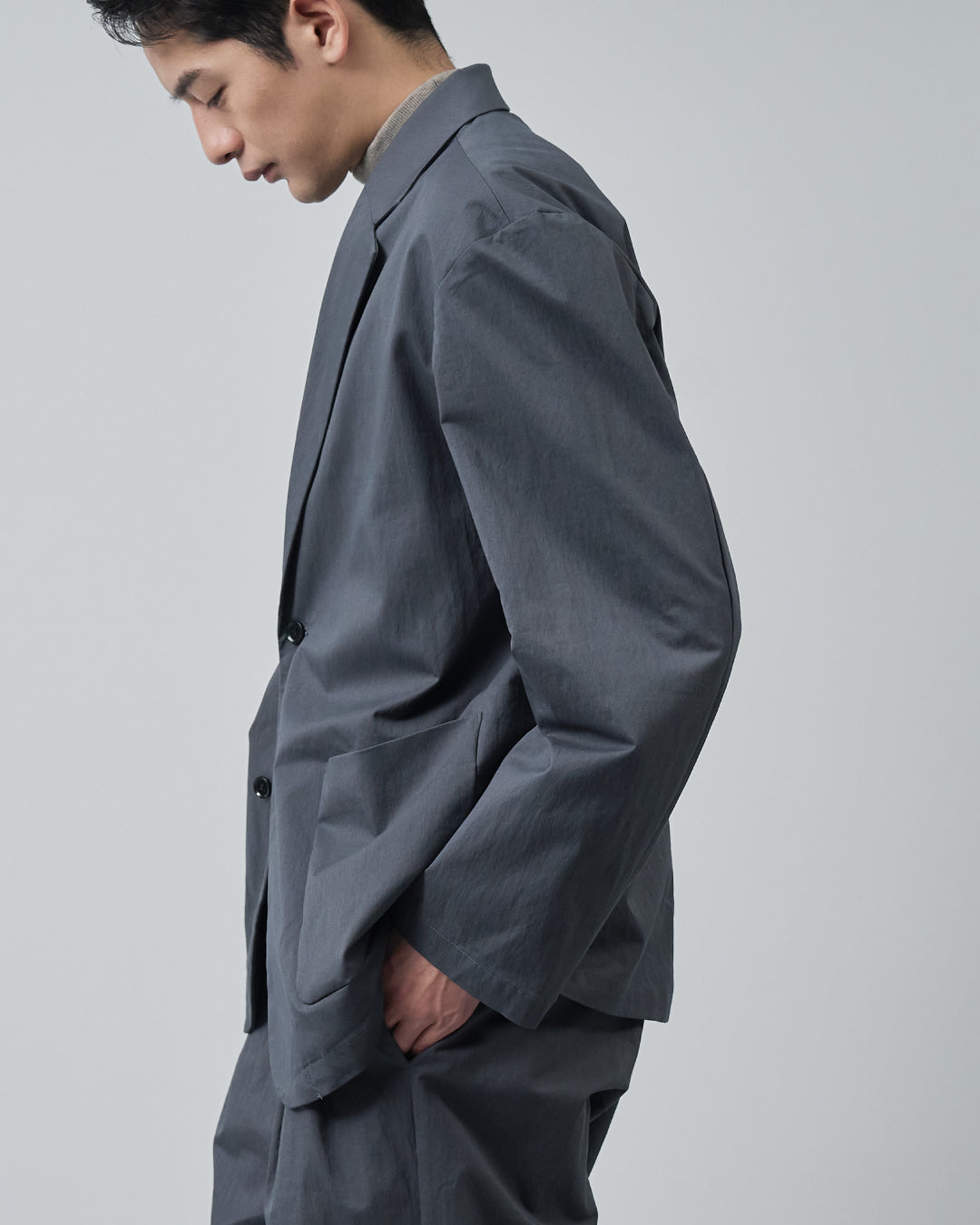 Cotton×Nylon Easy Tailored Jacket -charcoal-