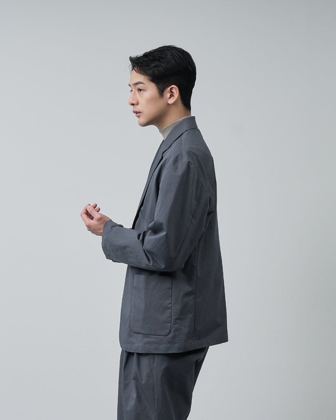 Cotton×Nylon Easy Tailored Jacket -charcoal-