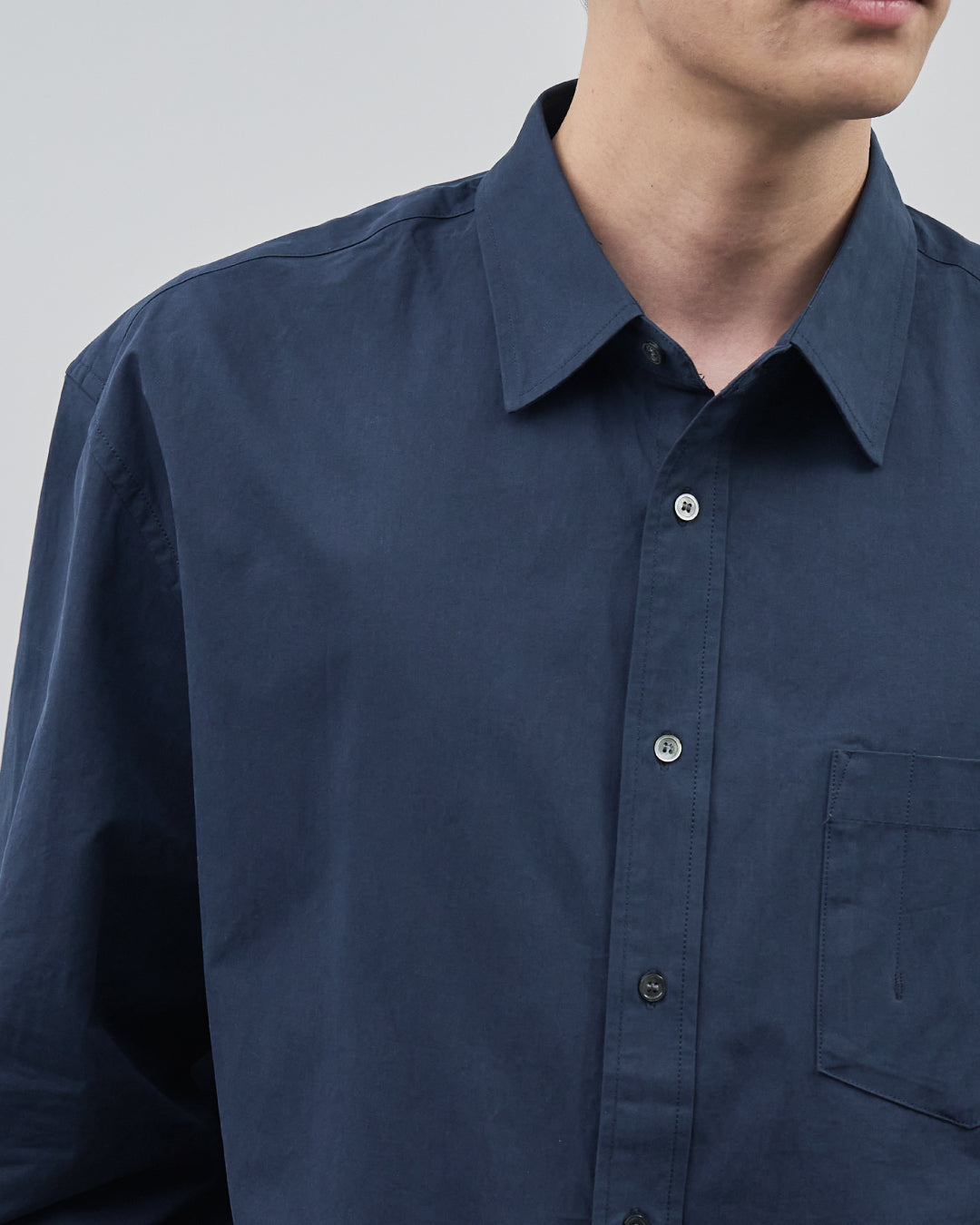 Cotton Broadcloth Regular Collar L/S Shirts -navy-