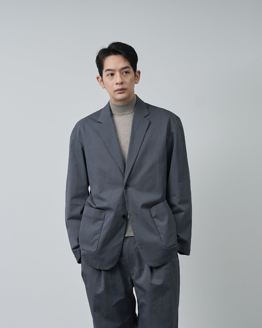 Cotton×Nylon Easy Tailored Jacket -charcoal-