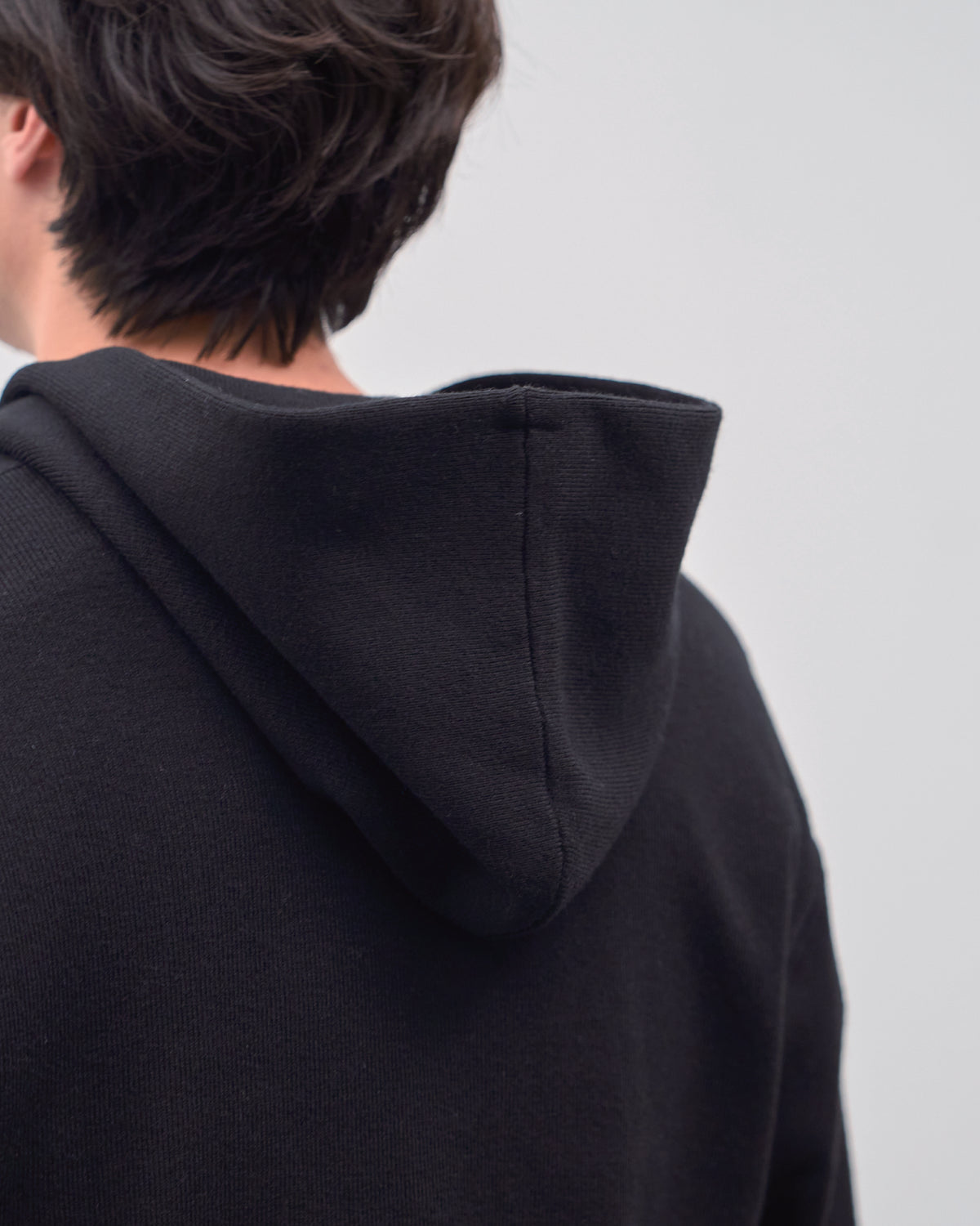 Full Zip Knit Hoodie -black-