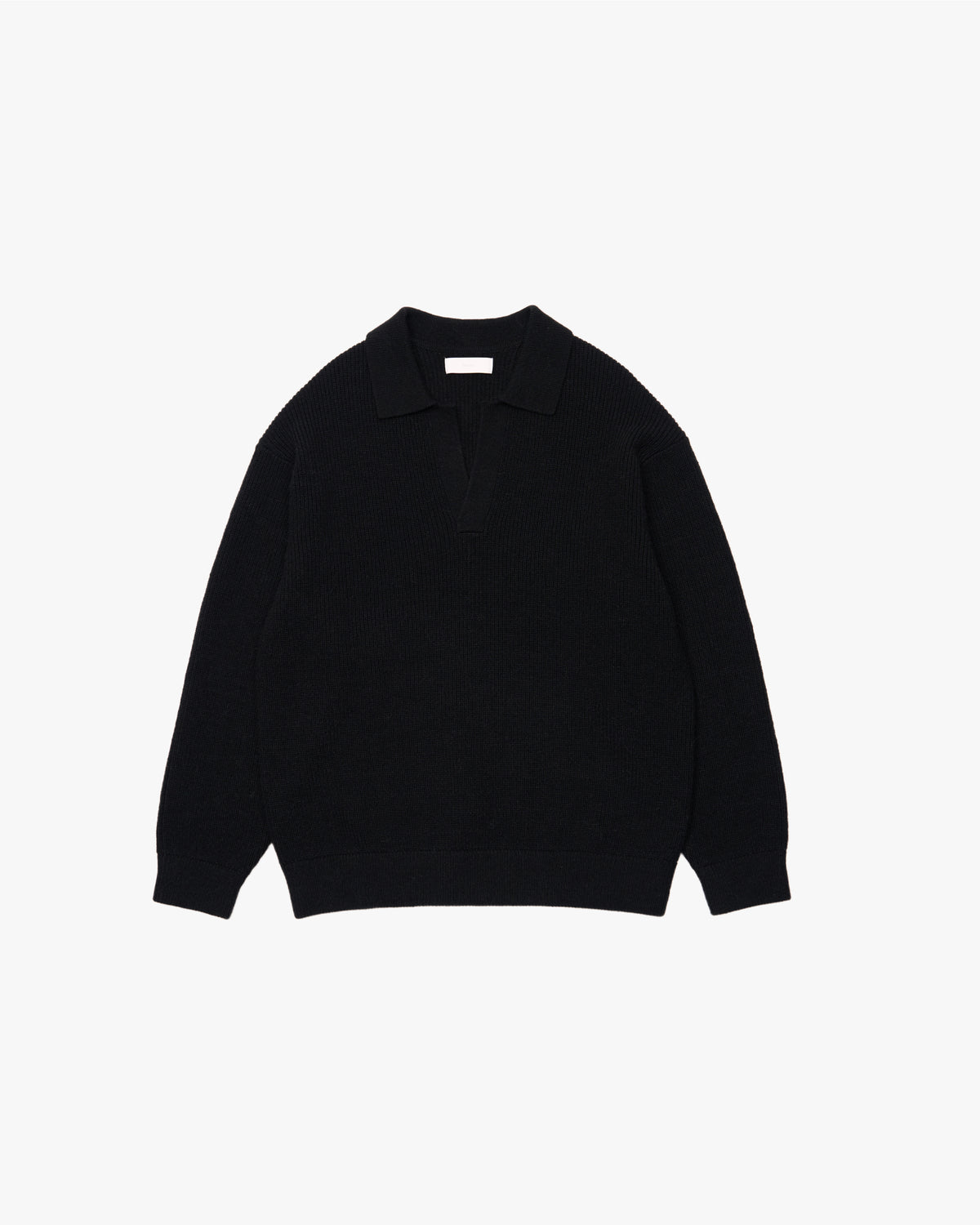 Wide Rib Skipper Knit -black-