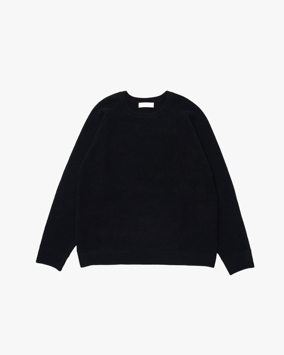 Elbow Patch Rib Crewneck Knit -black-