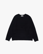 Elbow Patch Rib Crewneck Knit -black-