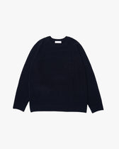 Elbow Patch Rib Crewneck Knit -navy-