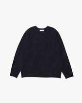 Elbow Patch Rib Crewneck Knit -gray-