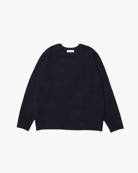 Elbow Patch Rib Crewneck Knit -gray-