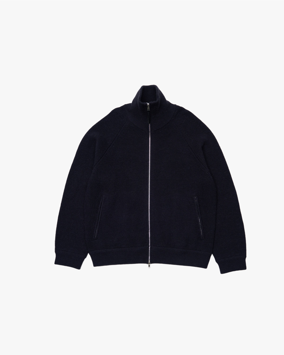 Double Zip Rib Driver's Knit -navy-