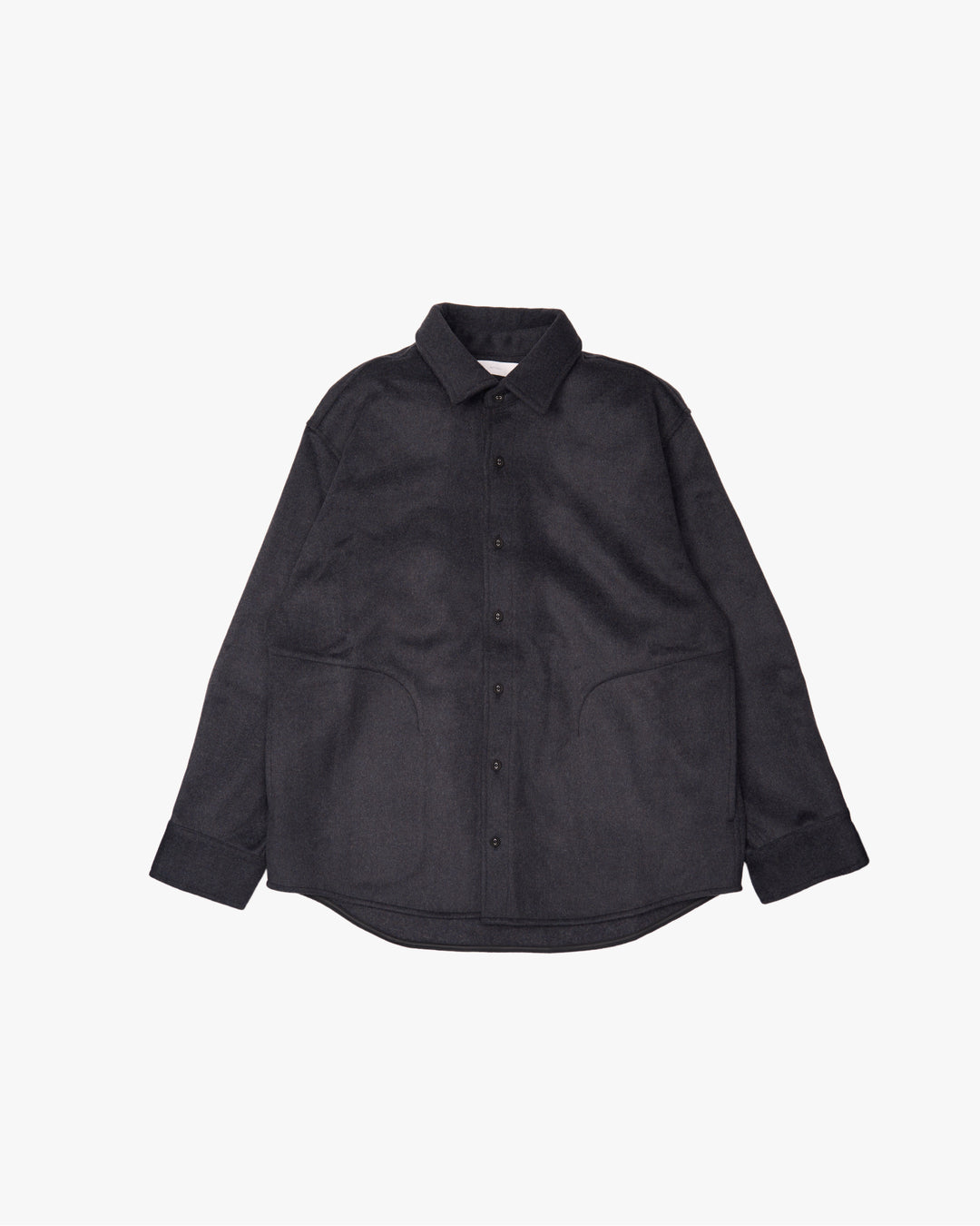 Relaxed Fit Light Melton Shirt -black-