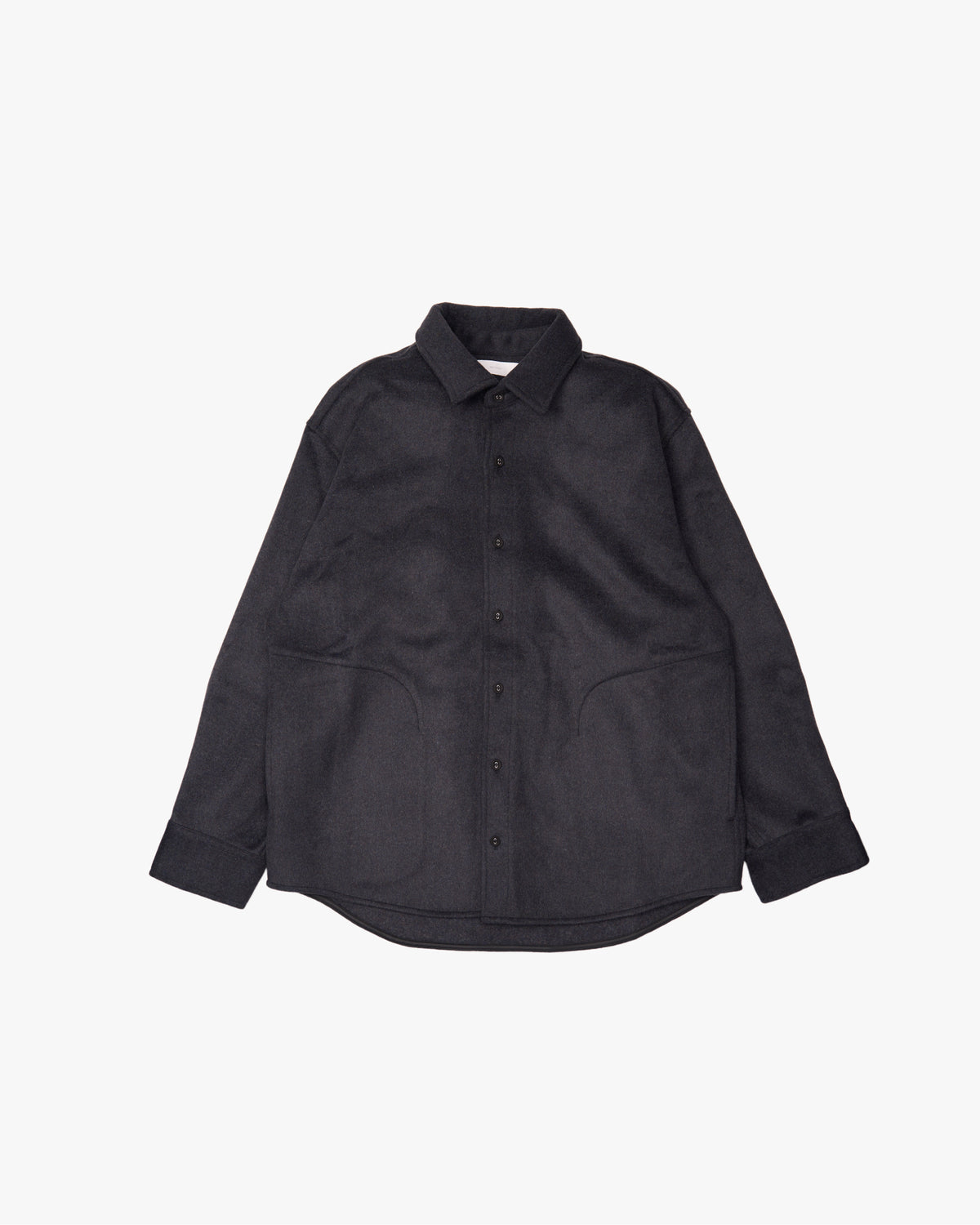 Relaxed Fit Light Melton Shirt -black-