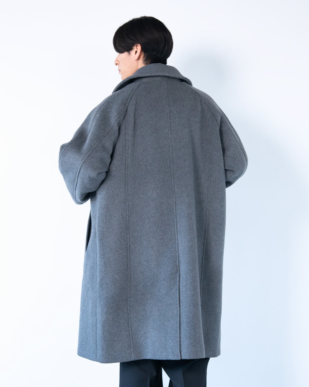 Double Melton Bal Collar Coat -gray-
