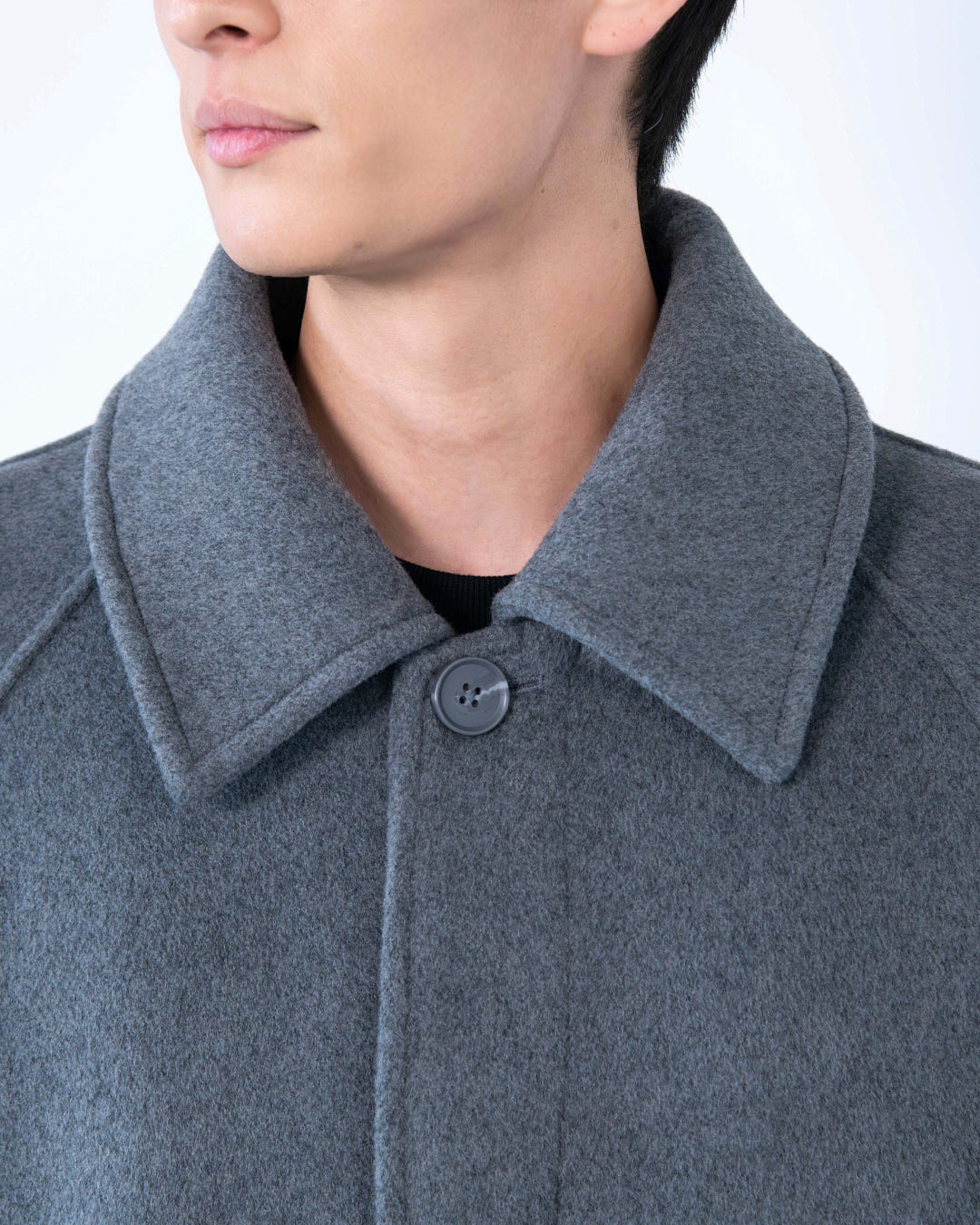 Double Melton Bal Collar Coat -gray-