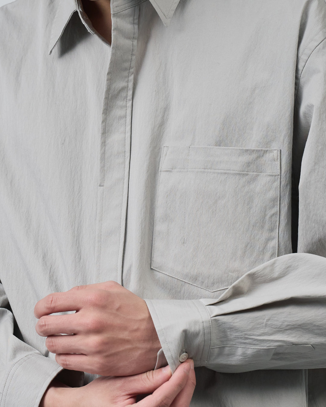 Cotton×Nylon Regular Collar L/S Shirts  -greige-