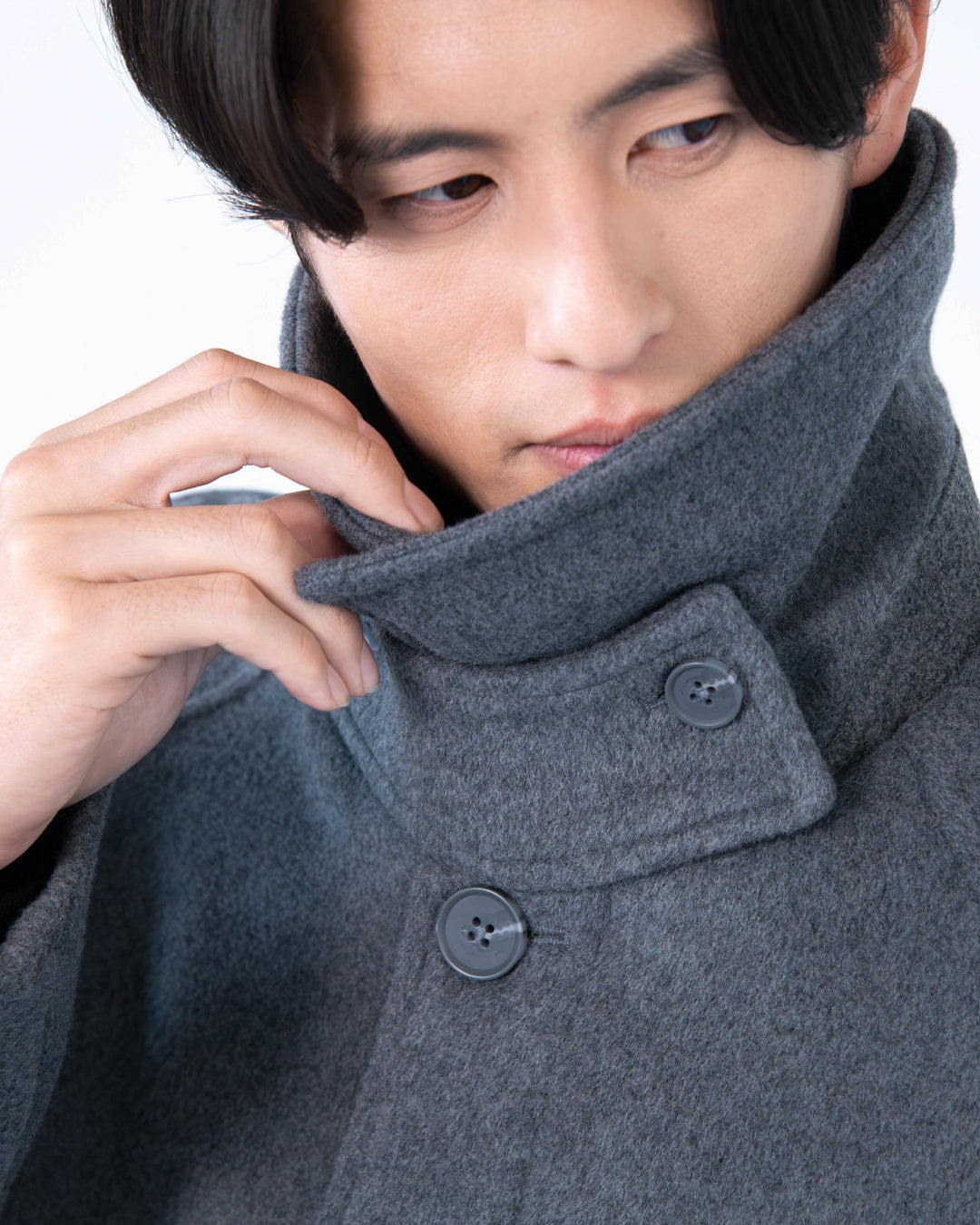 Double Melton Bal Collar Coat -gray-