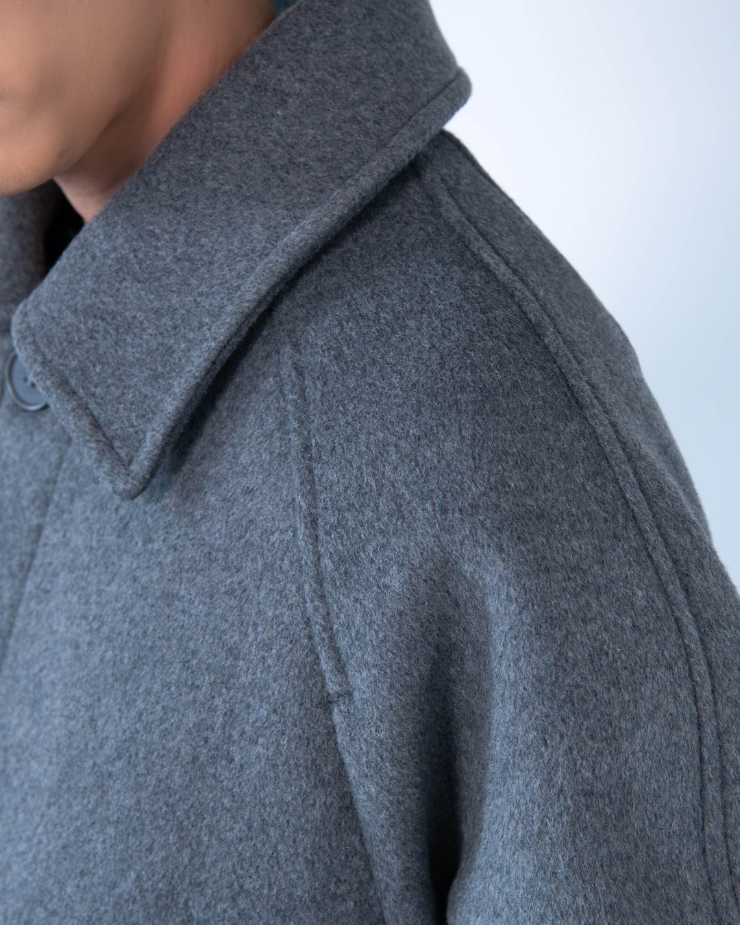 Double Melton Bal Collar Coat -gray-