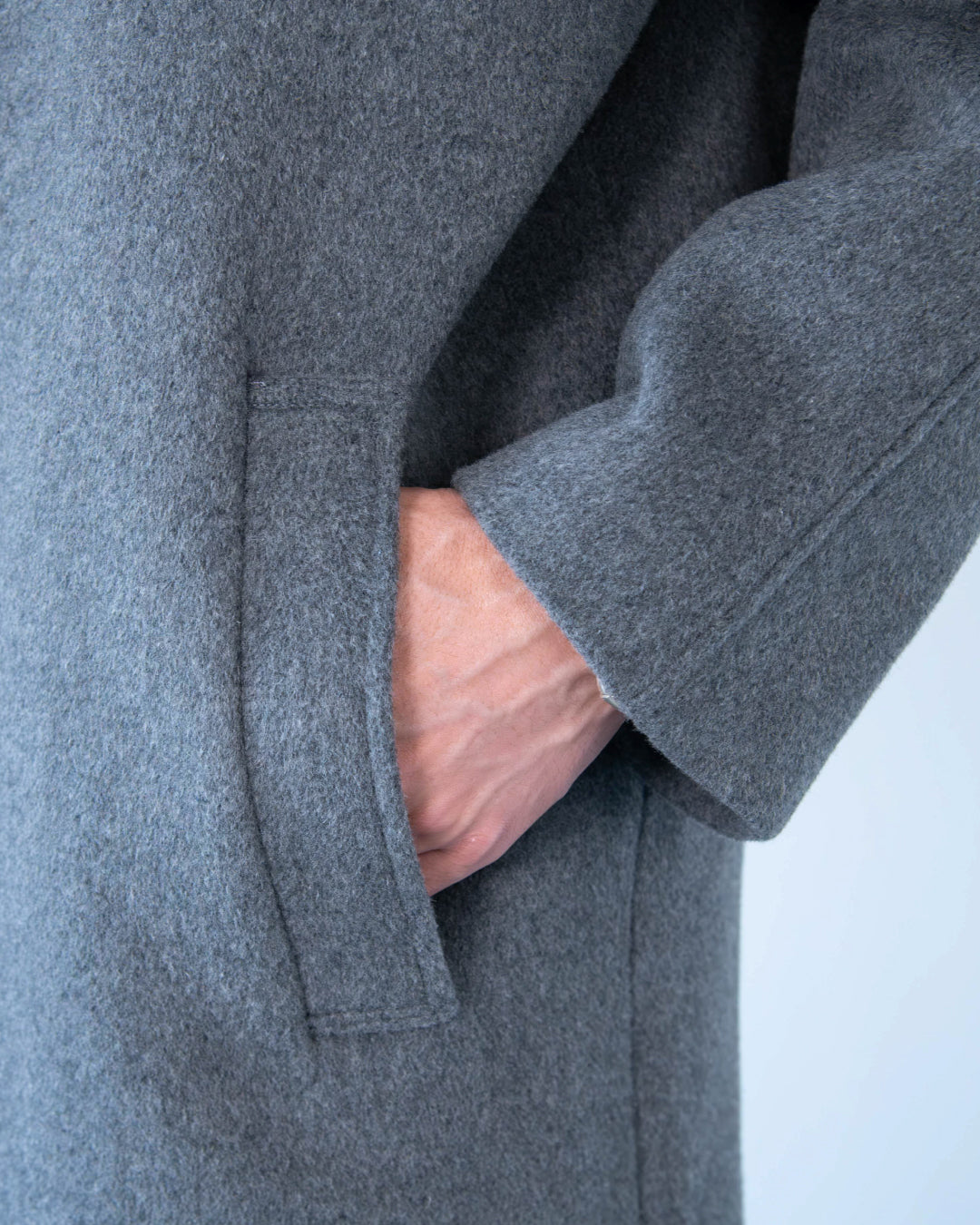 Double Melton Bal Collar Coat -gray-