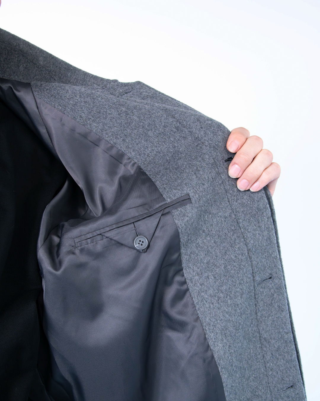 Double Melton Bal Collar Coat -gray-