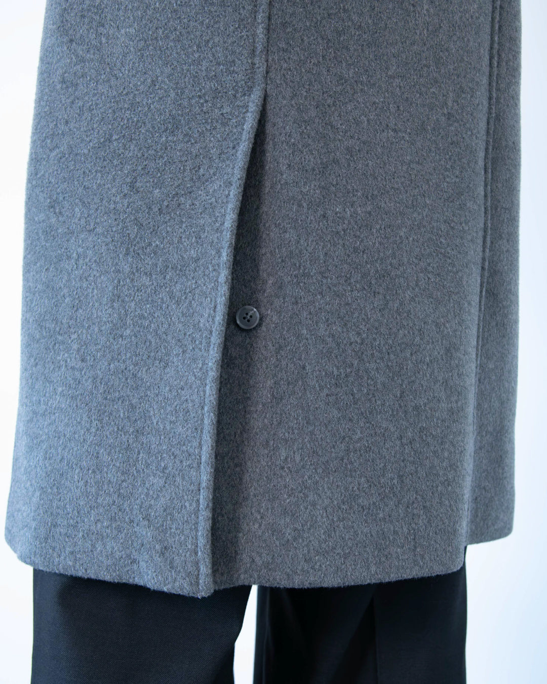 Double Melton Bal Collar Coat -gray-