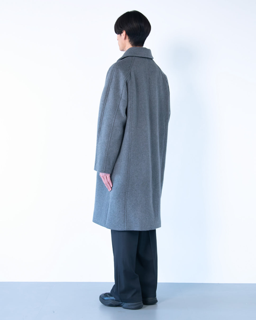 Double Melton Bal Collar Coat -gray-