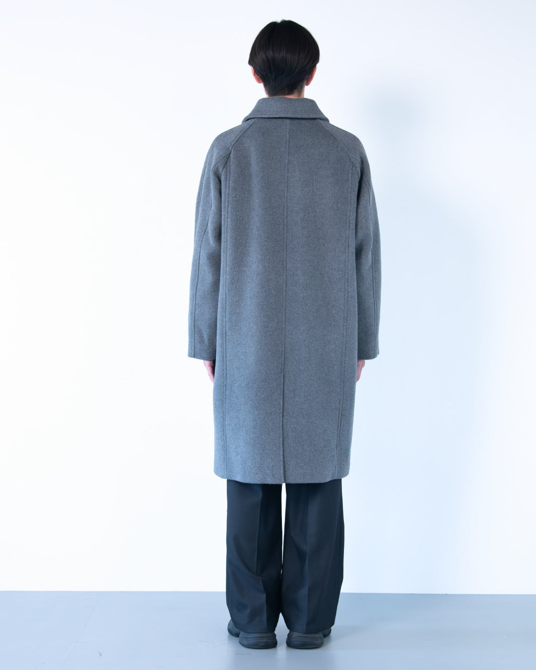 Double Melton Bal Collar Coat -gray-
