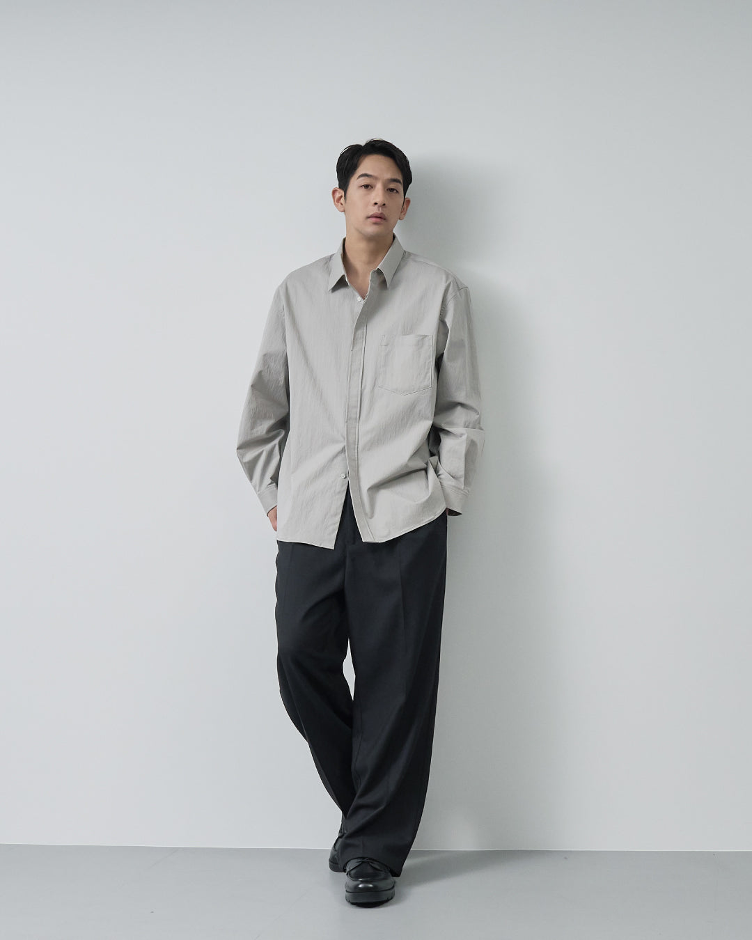 Cotton×Nylon Regular Collar L/S Shirts  -greige-