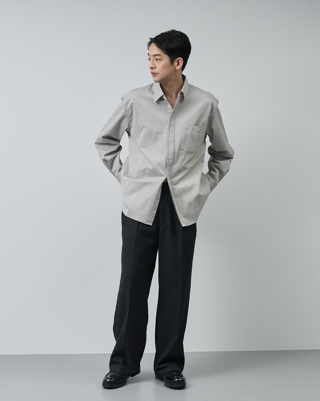 Cotton×Nylon Regular Collar L/S Shirts -greige-