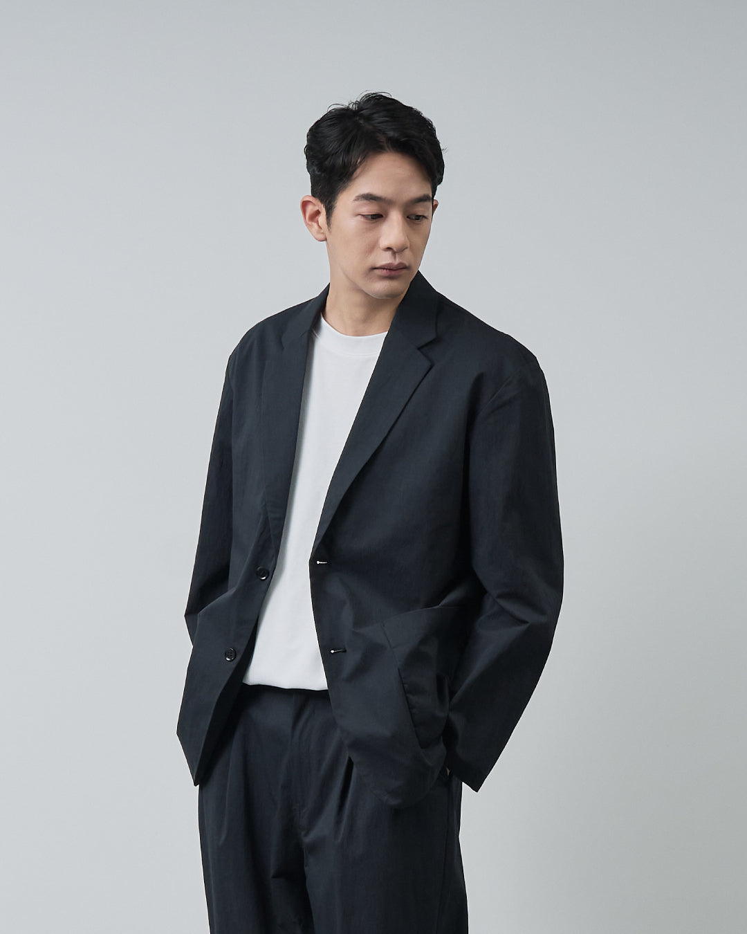 Cotton×Nylon Easy Tailored Jacket -black-
