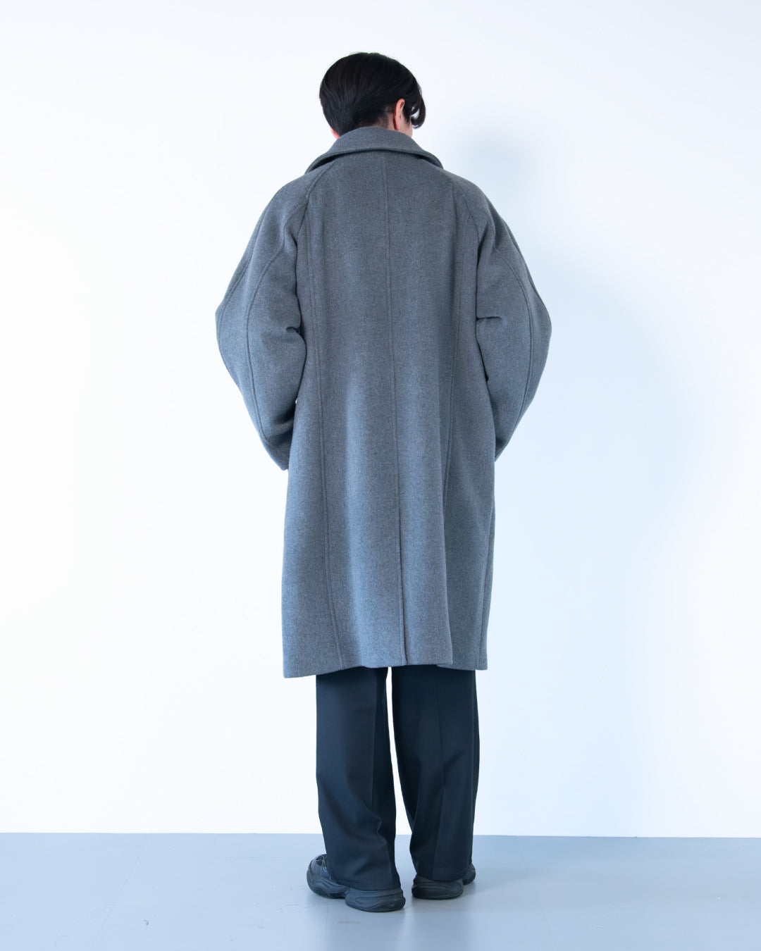 Double Melton Bal Collar Coat -gray-