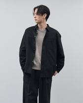 Cotton Broadcloth Regular Collar L/S Shirts -black-