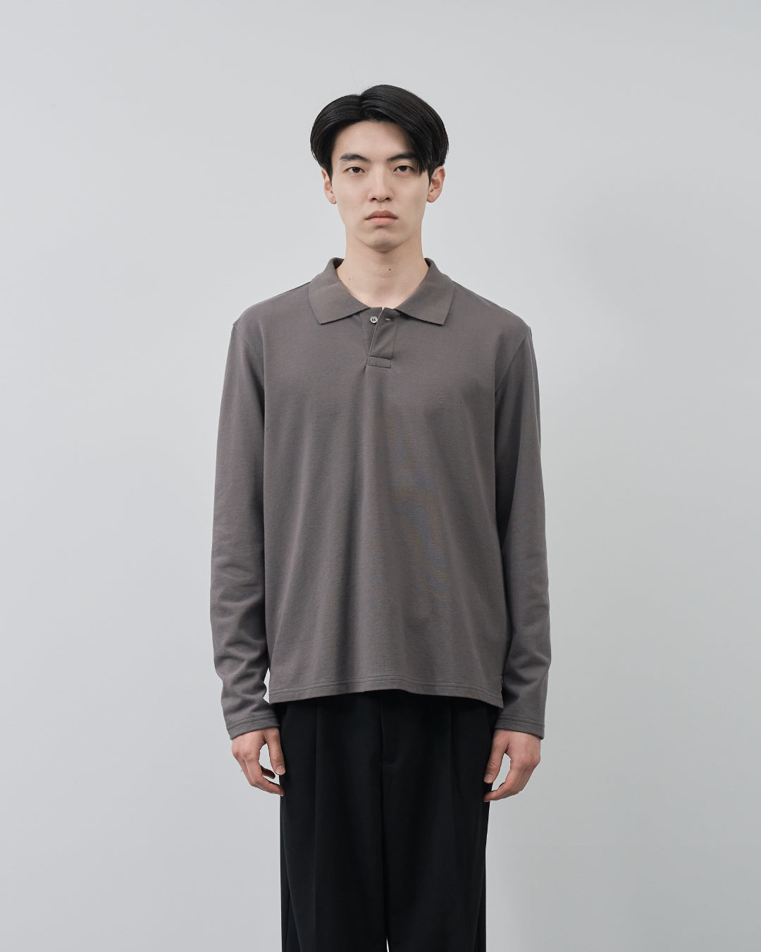 Soft Pique L/S Polo -charcoal gray (RETOUCH Exclusive)-