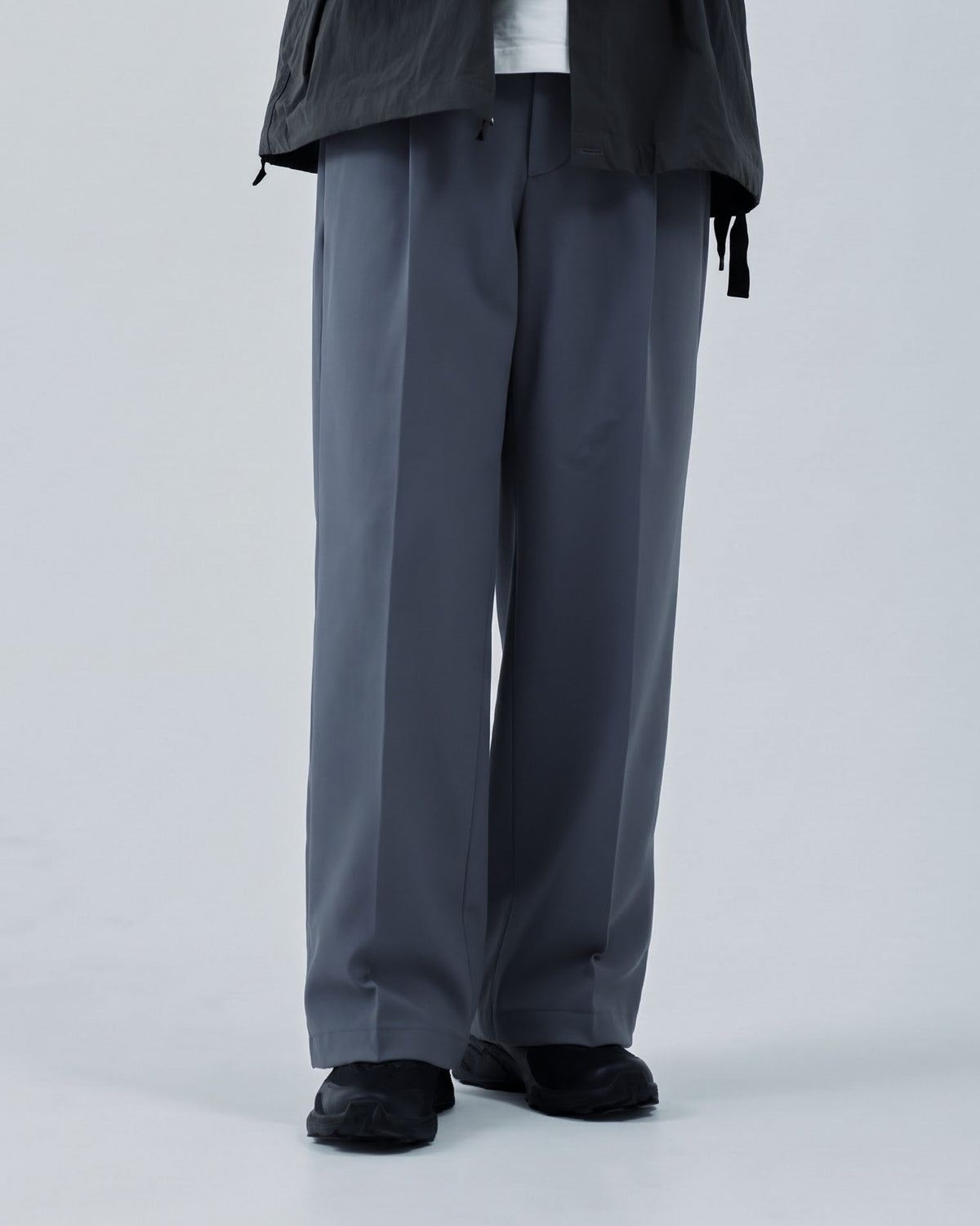 Cotton×Nylon Wide Pants -dark gray-