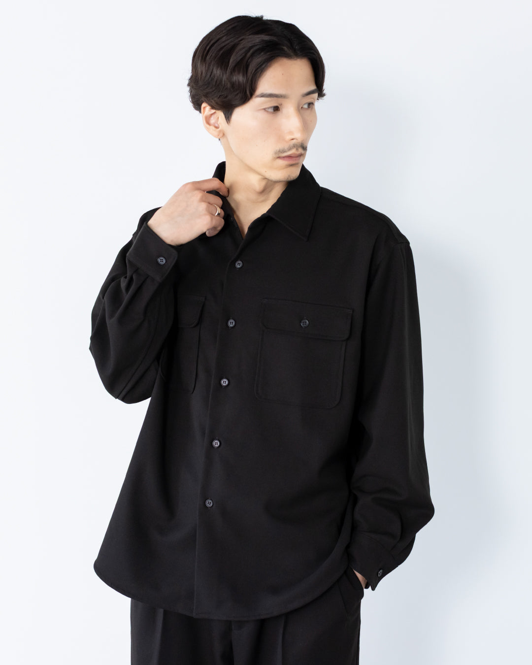 Wool Touch CPO Jacket -black-
