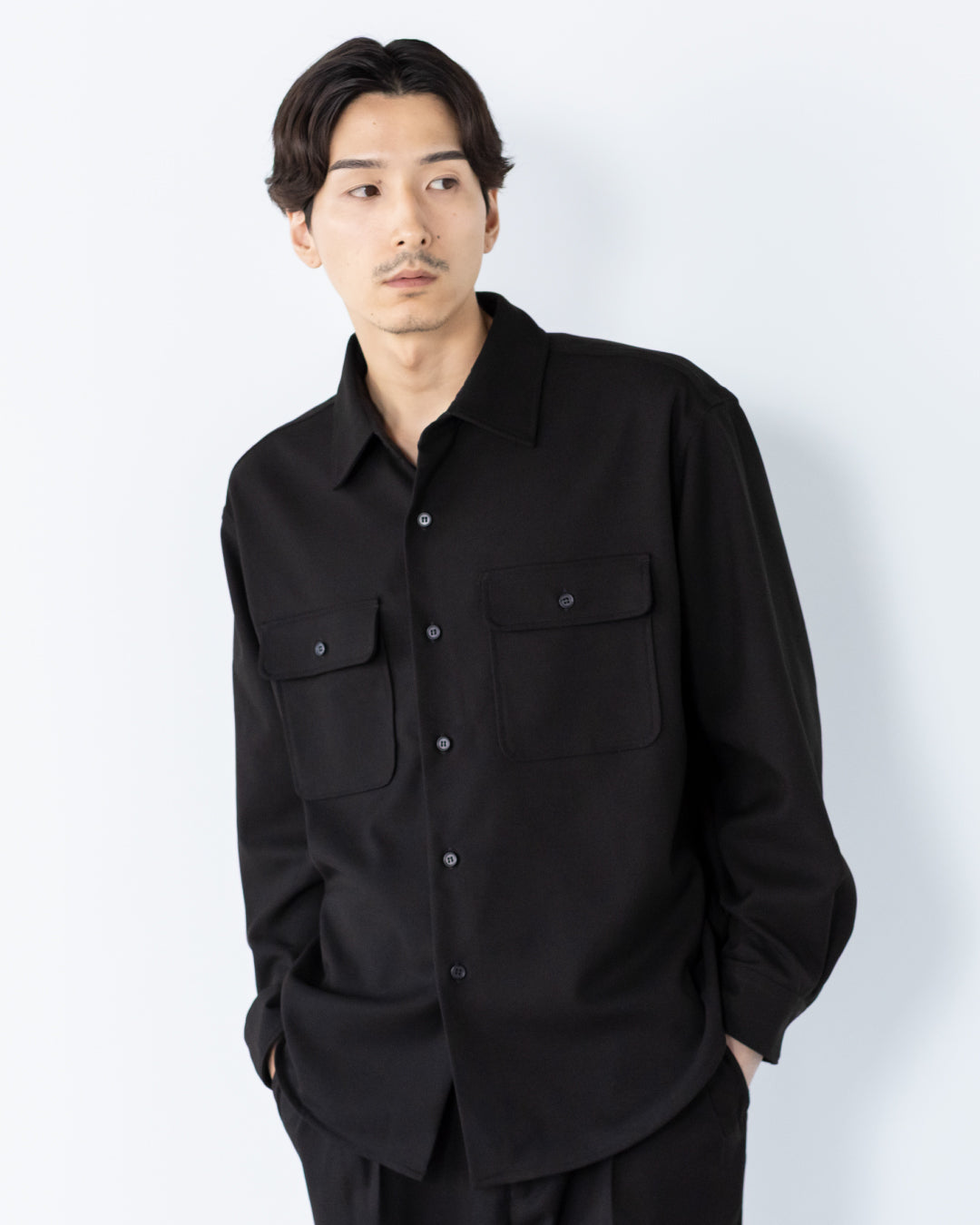 Wool Touch CPO Jacket -black-