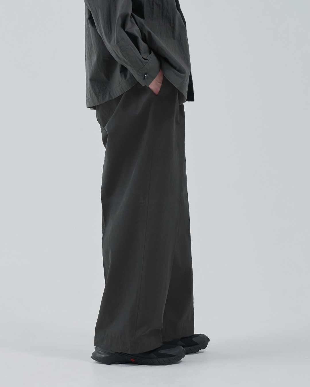 Cotton×Nylon Wide Pants -dark gray-（3）