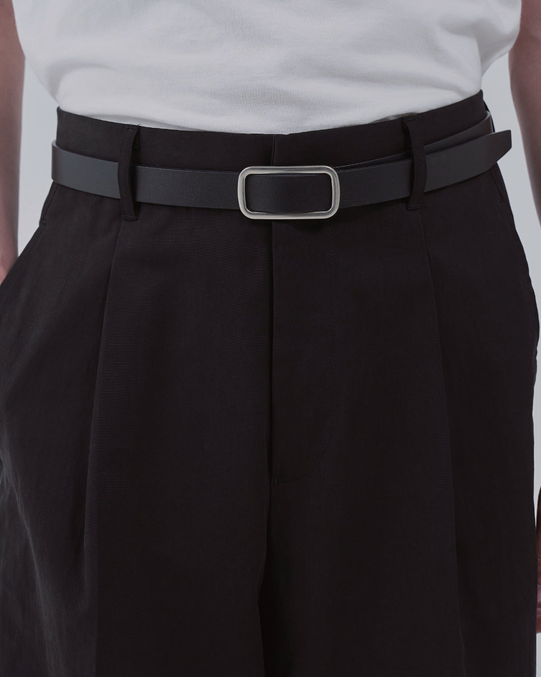 Cotton×Nylon Wide Pants -black-