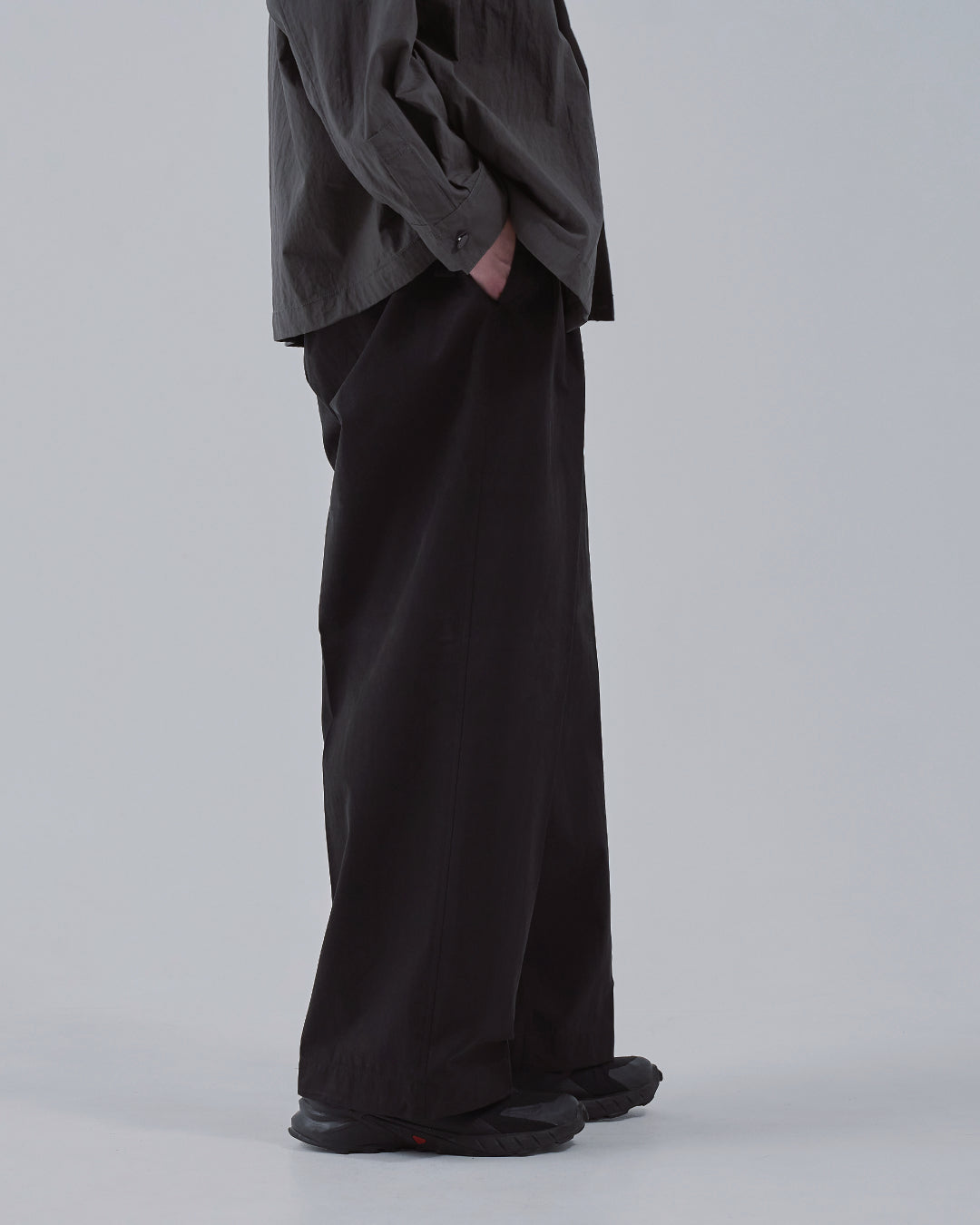 Cotton×Nylon Wide Pants -black-（2）