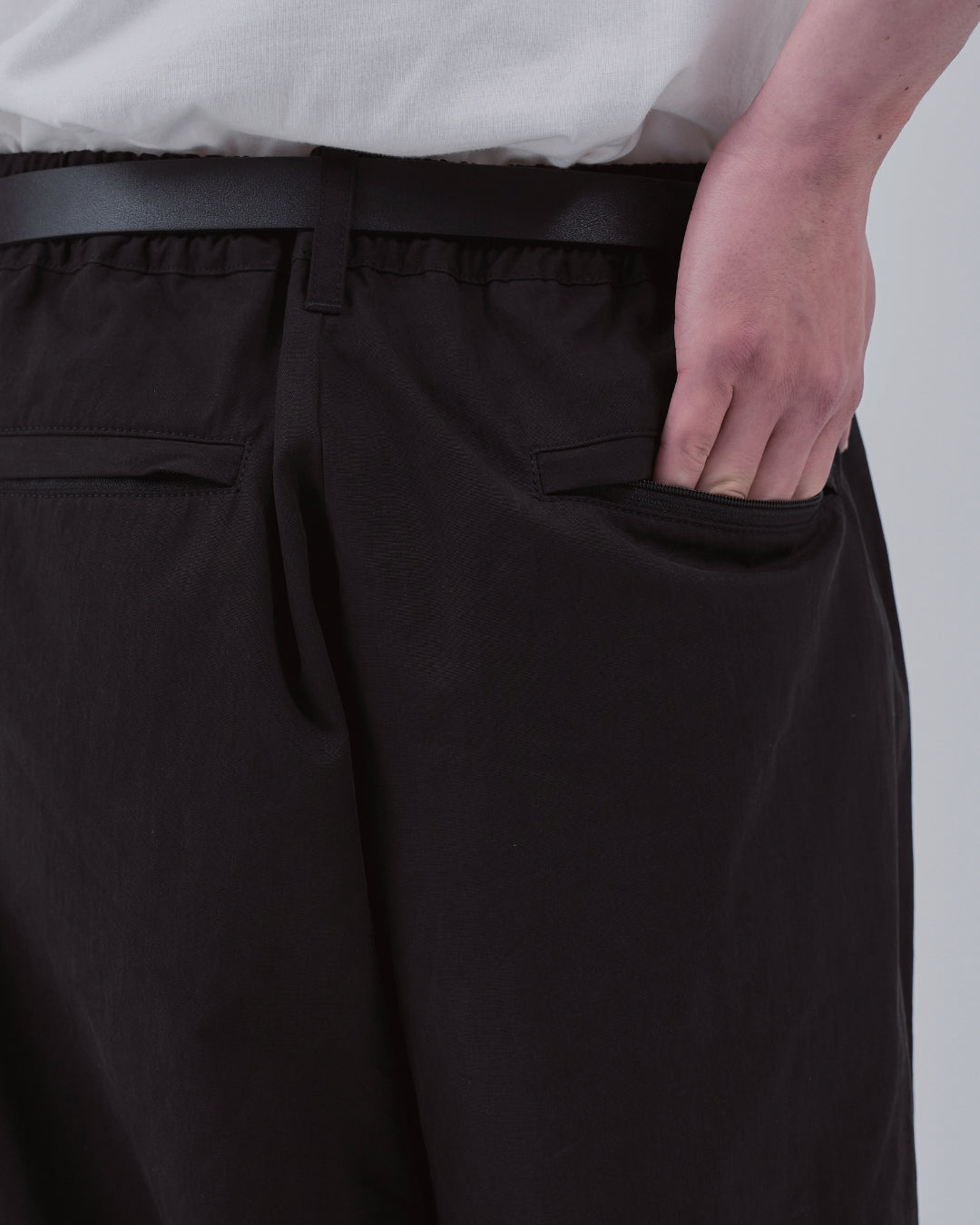 Cotton×Nylon Wide Pants -black-（10）