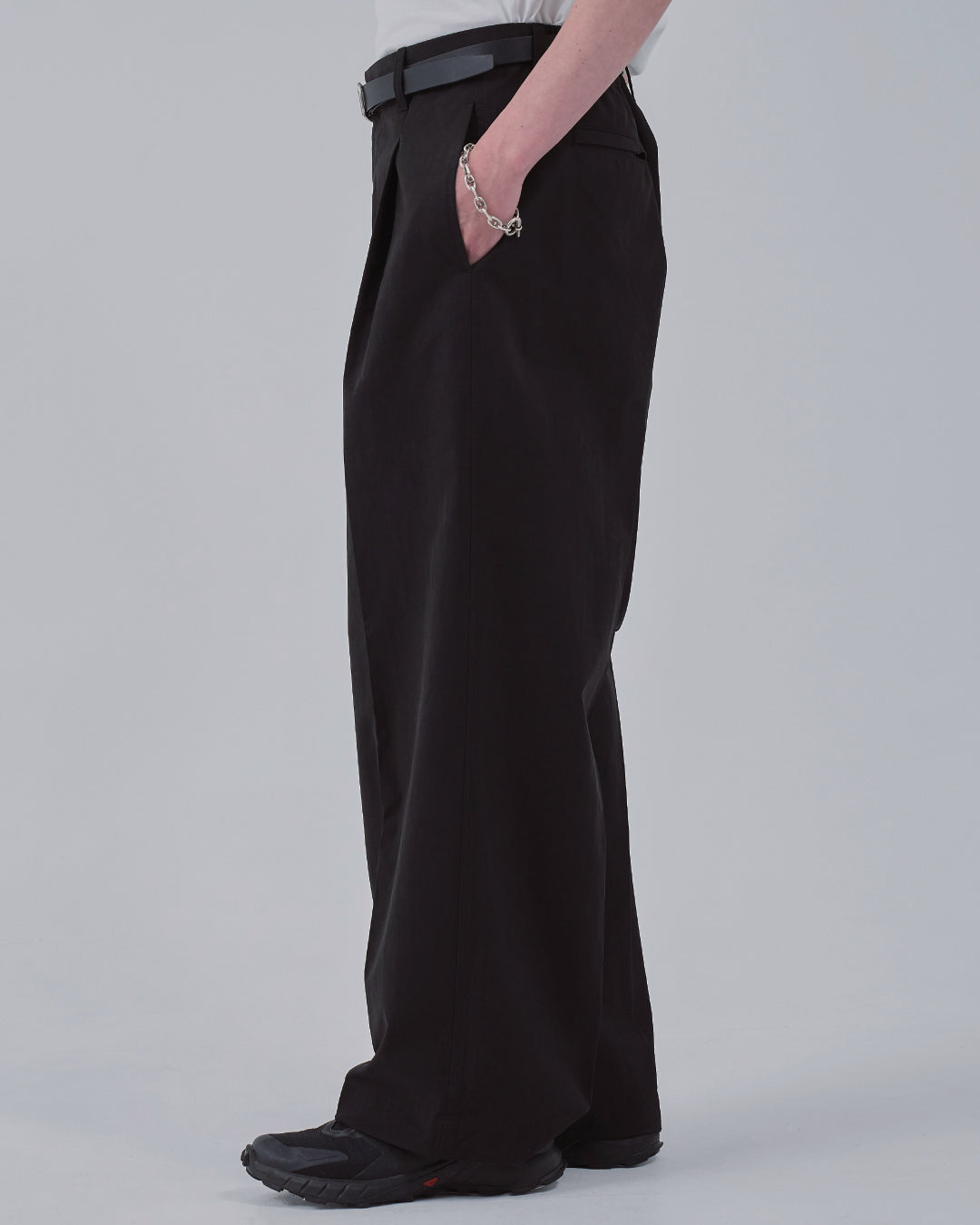 Cotton×Nylon Wide Pants -black-（2）