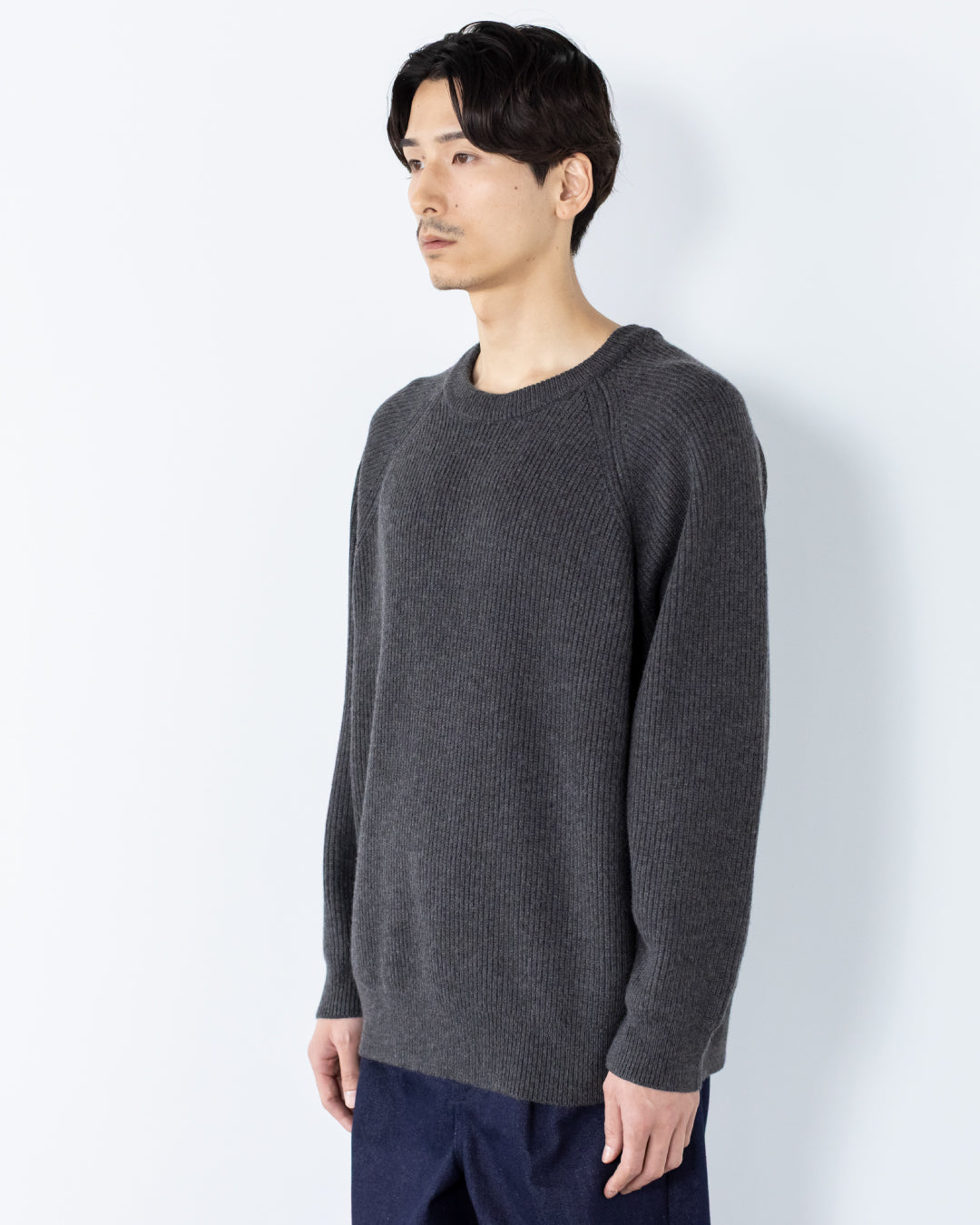 Wool Mixed Crewneck Knit -dark gray-