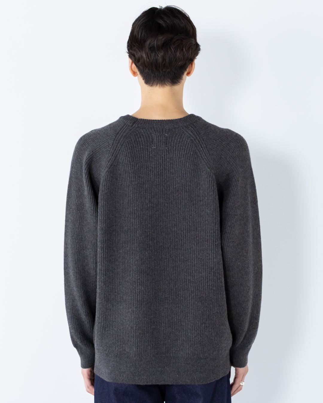 Wool Mixed Crewneck Knit -dark gray-